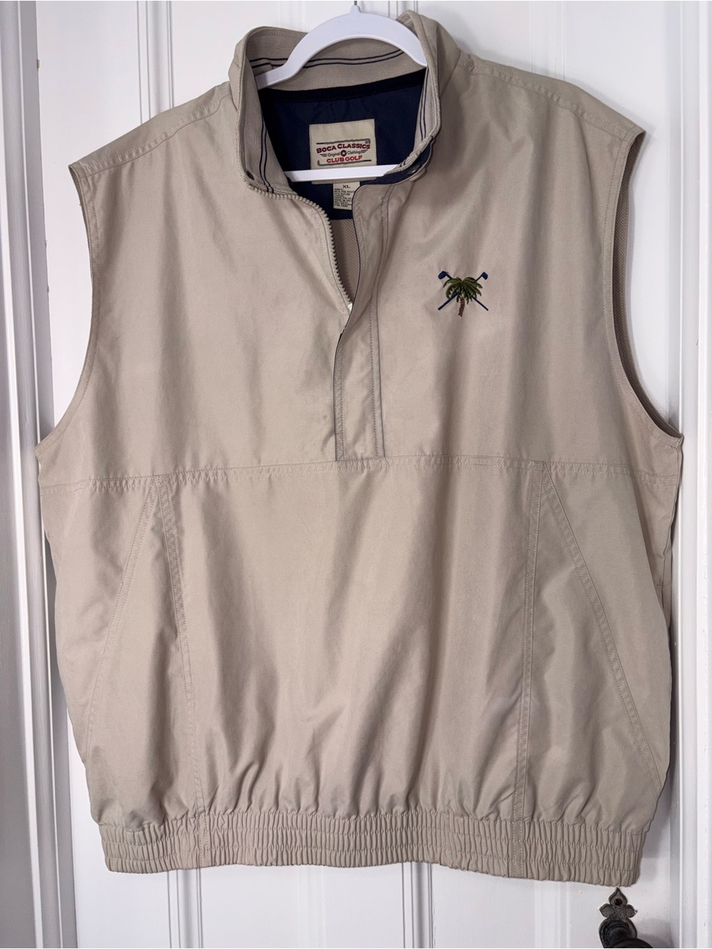 Boca Classics Club Golf Pullover Windbreaker Vest Beige XL Coastal Grandpa